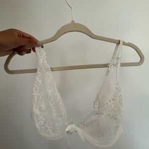 All white see through lace bralette